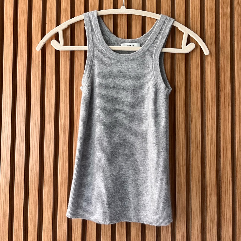 Vince ribbed cashmere tank top gray XS
